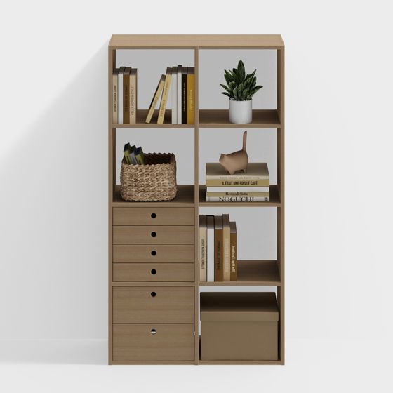 Nordic Style Bookcase 3D Model