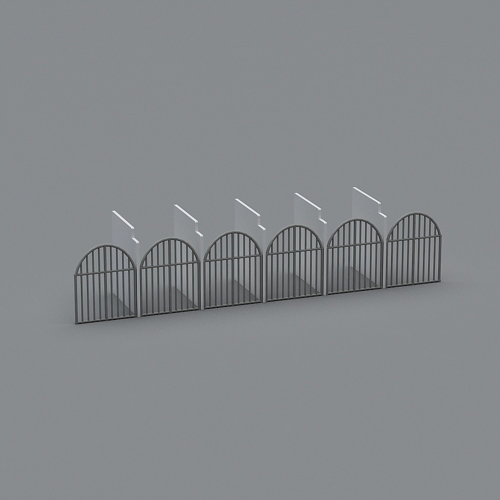 Elegant Low-Poly Iron Fence 3D model
