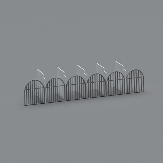 Elegant Low-Poly Iron Fence 3D model