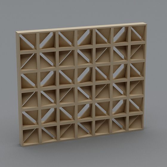 Stylish Low-Poly Grid Bookshelf 3D model
