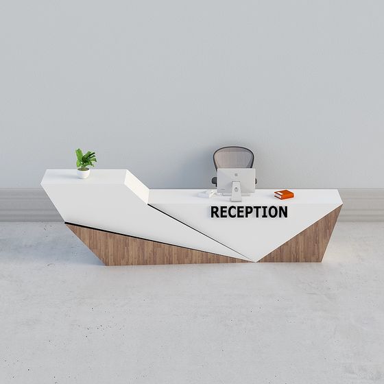 Reception Table 3D Model in Brown Finish