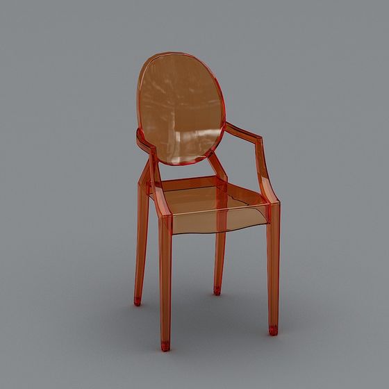 Vibrant Transparent Plastic Armchair 3D model for Creative Spaces