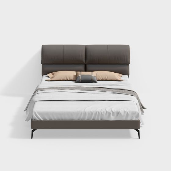 Elegant Low Polygon Bed 3D model for Modern Interiors