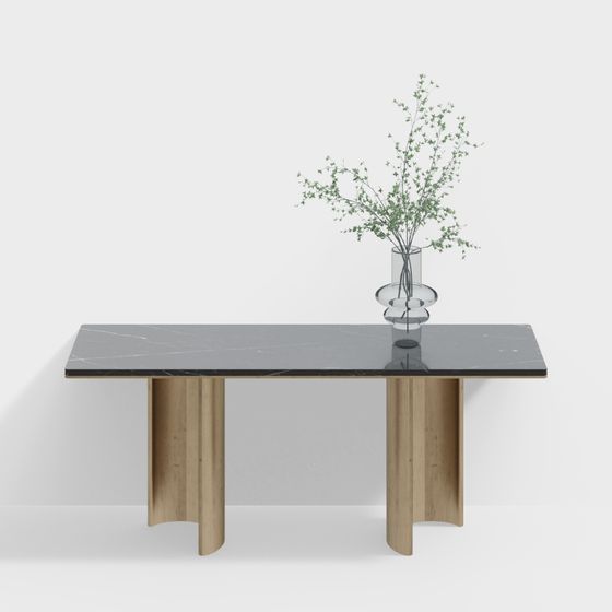 Elegant Low-Poly Marble Dining Table 3D model