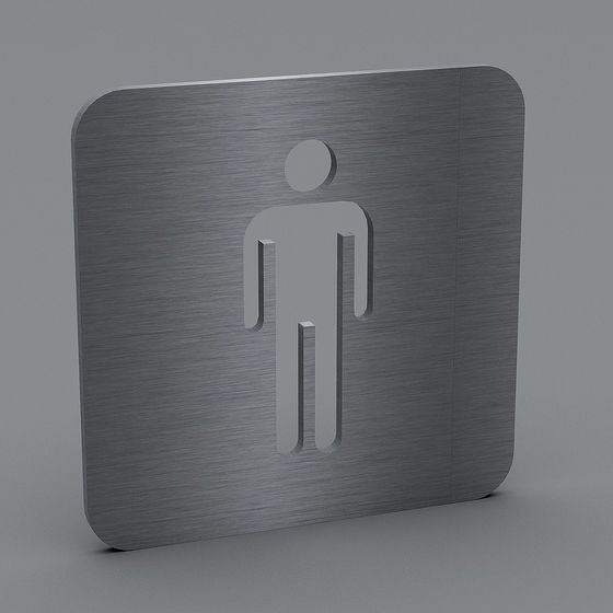 Stylish Men's Restroom Sign 3D model