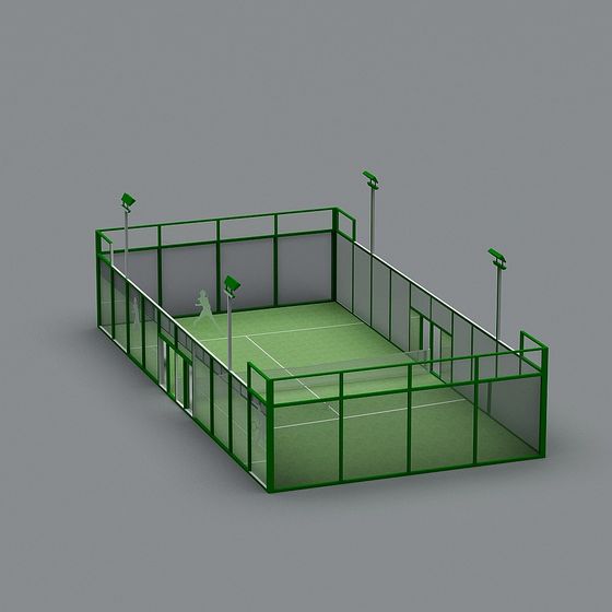Dynamic Low-Poly Tennis Court 3D Model
