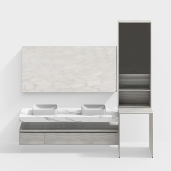 Modern Minimalist Bathroom Vanity Set 3D model