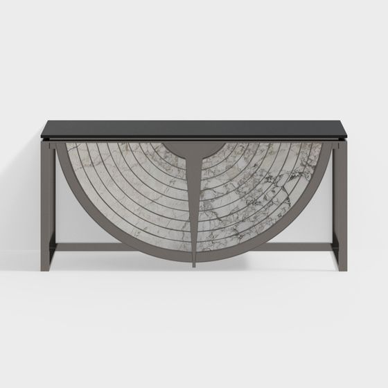 Stylish Half-Round Marble Sideboard 3D model