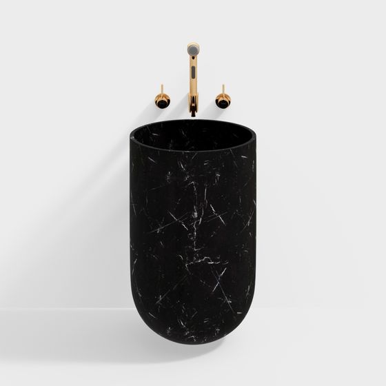 Black Marble Washbasin 3D model