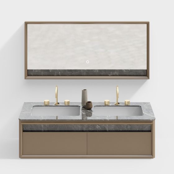 Elegant Double Sink Bathroom Vanity 3D model