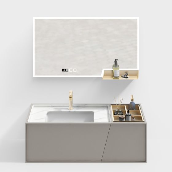 Elegant Low-Poly Bathroom Vanity 3D model