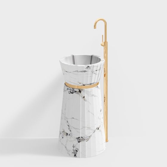 Marble Vase with Golden Stand 3D model