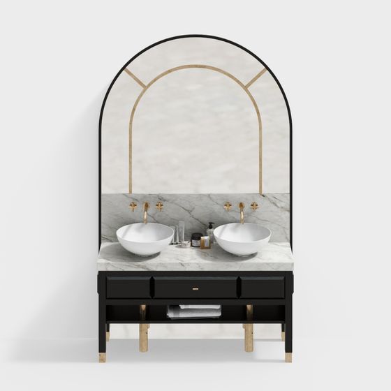 Elegant Bathroom Vanity 3D model with Unique Design