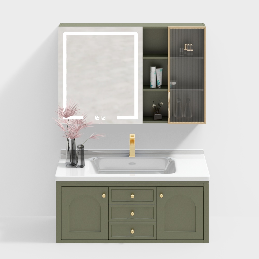 Charming Olive Green Bathroom Cabinet 3D Model