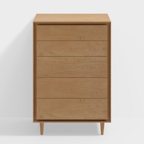 Stunning Shan Nian Mu Zuo Five-Bin Chest 3D Model in Wood Finish