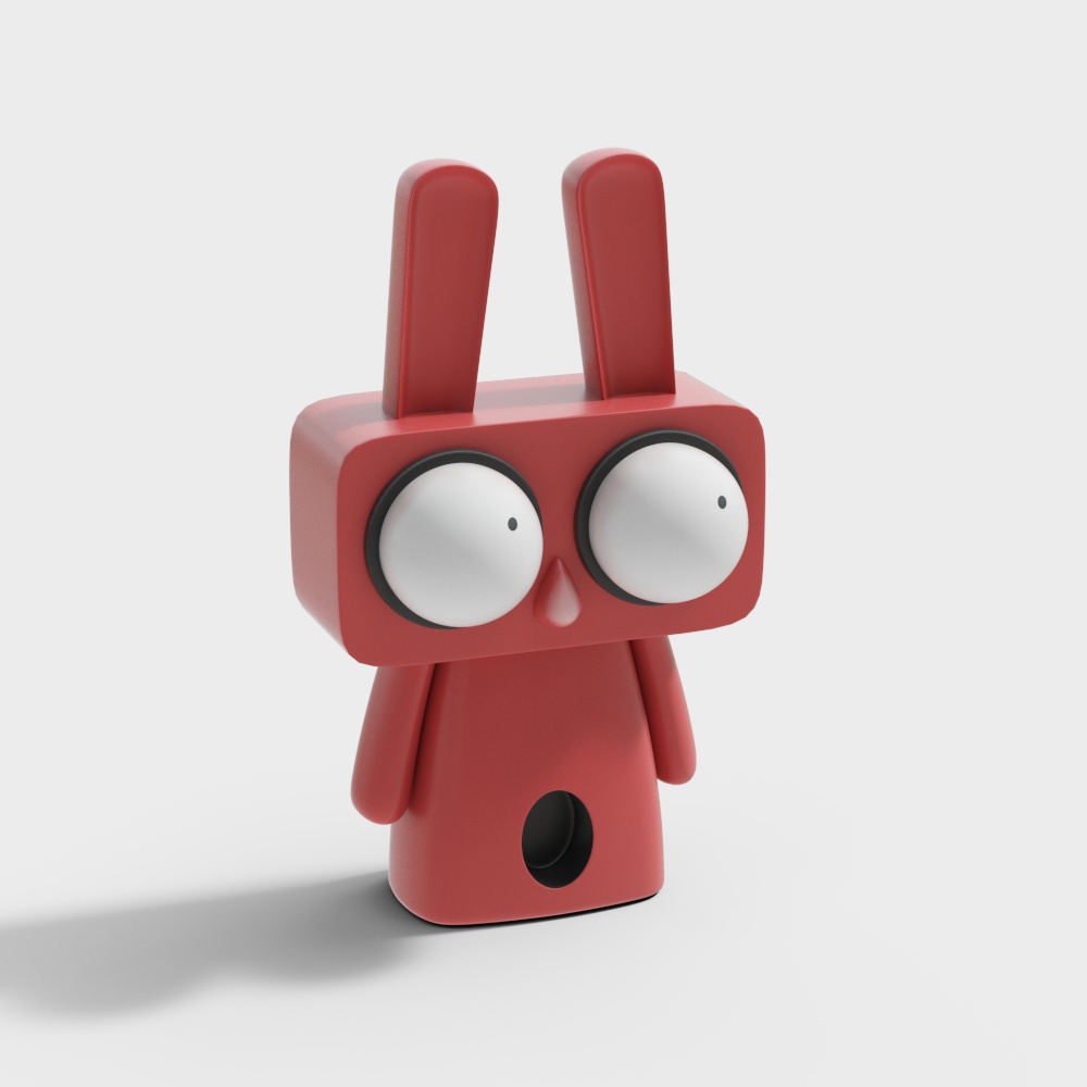 Vibrant Red Bunny 3D Model