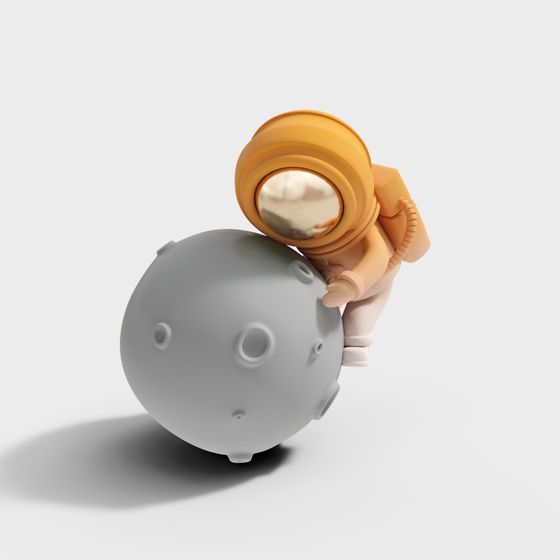 Charming Astronaut on Moon 3D model
