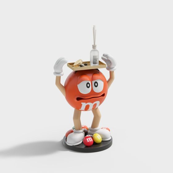 Adorable M&M's Orange Character 3D Model