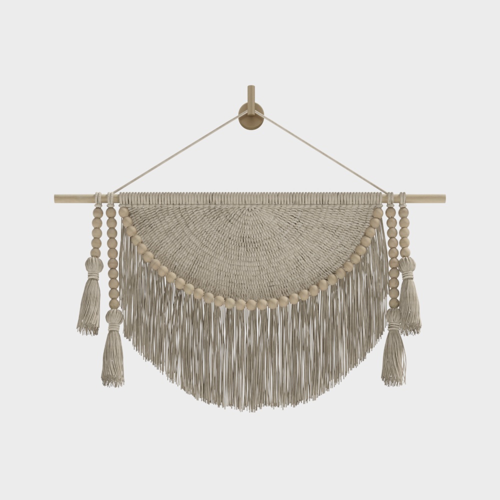 Boho Wall Hanging 3D Model – Ethnic Decor with Beading