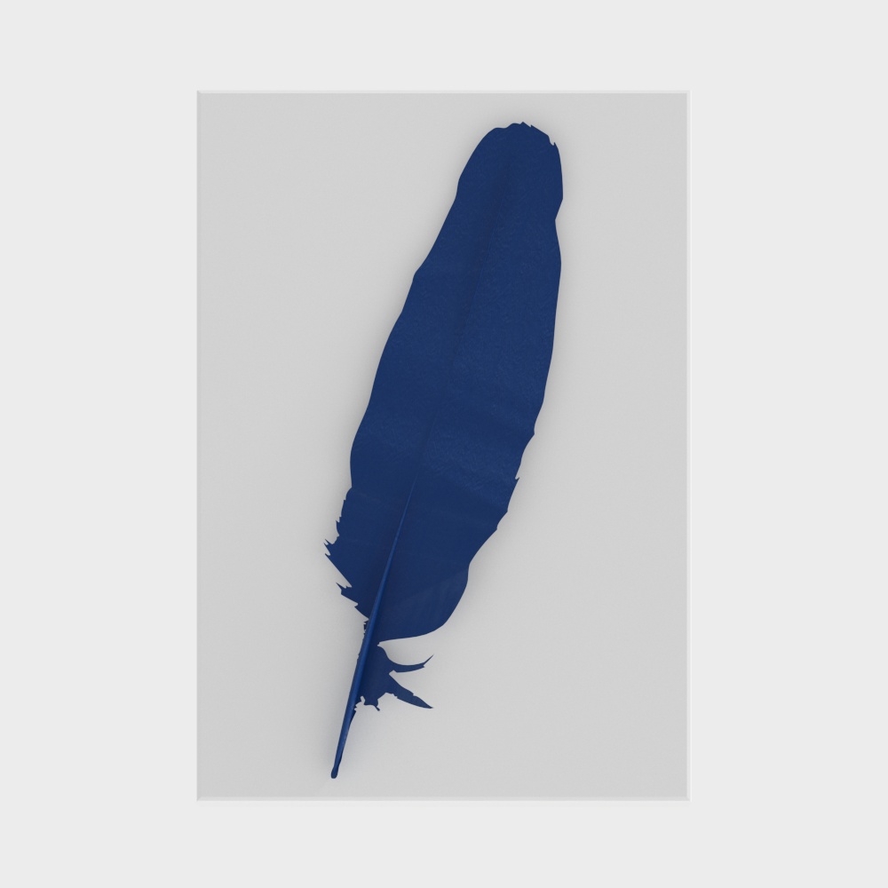 Ink Feather 3D Model – Deep Blue Low-Poly Design