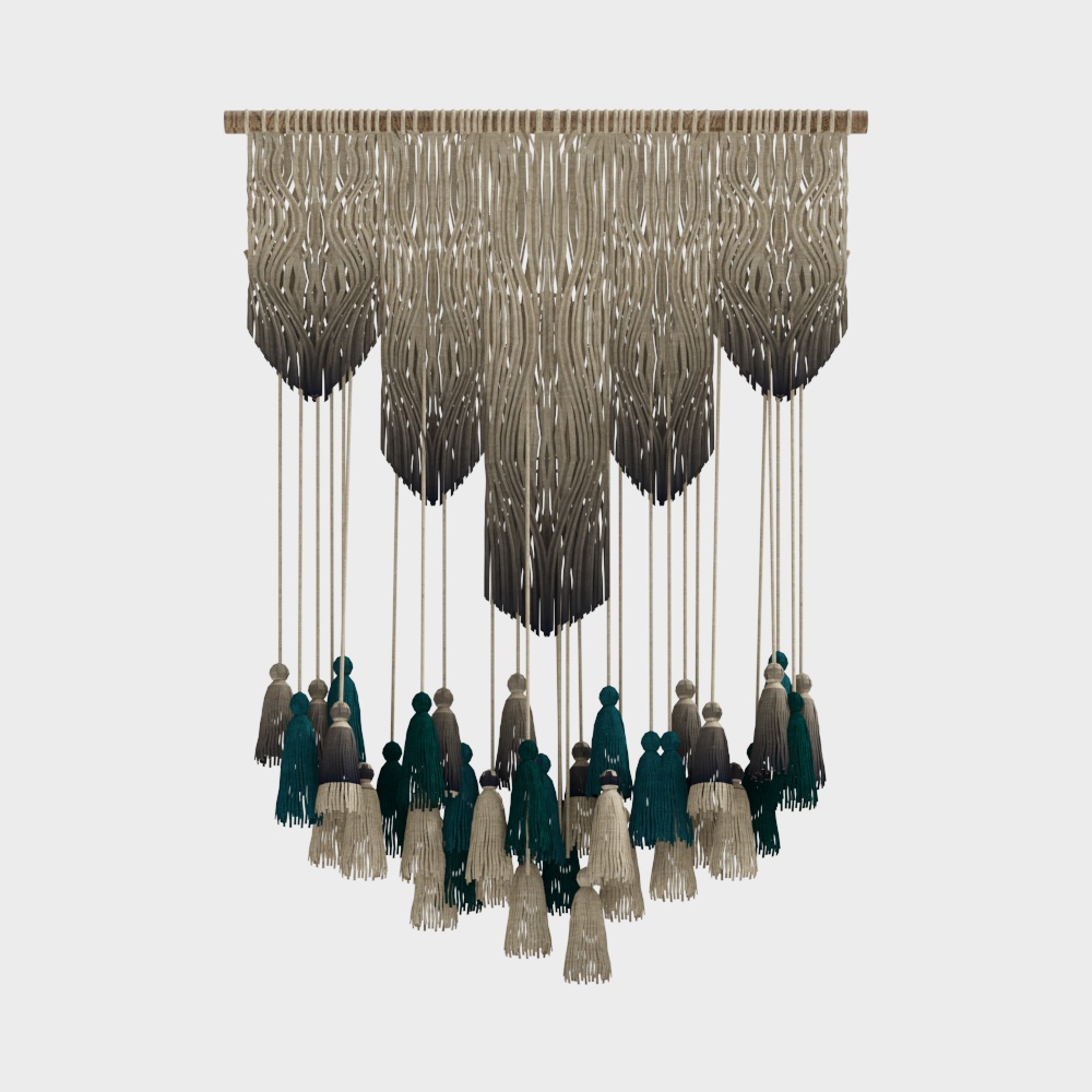 Tassel Waterfall 3D Model – Artistic Low-Poly Design