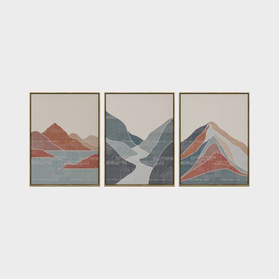 Mountain River Triptych 3D model