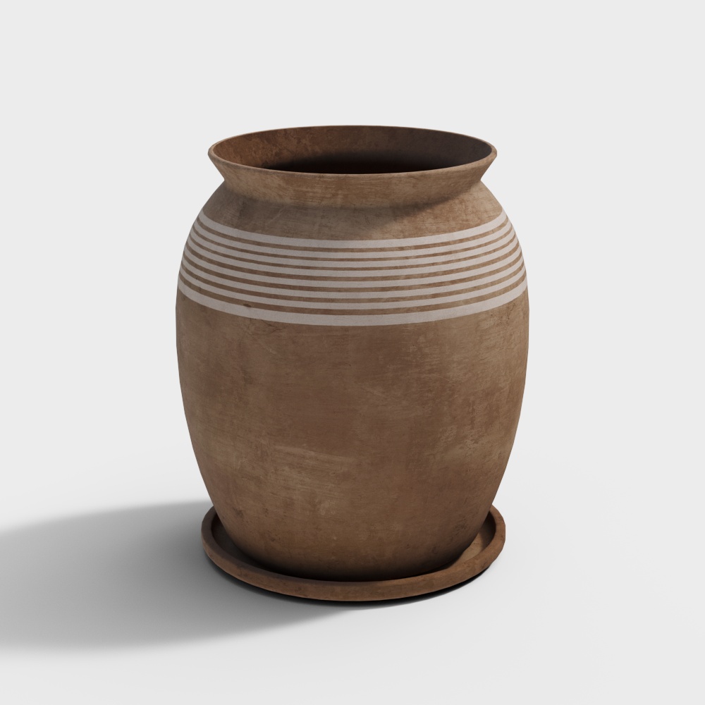 Vintage Ceramic Pot 3D Model – Rustic Brown Ceramic