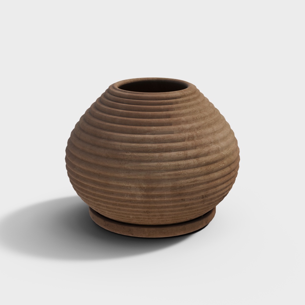 Rustic Sphere Planter 3D Model – Earthy Textured Design
