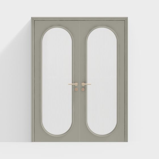 Gray French Interior Doors 3D Model