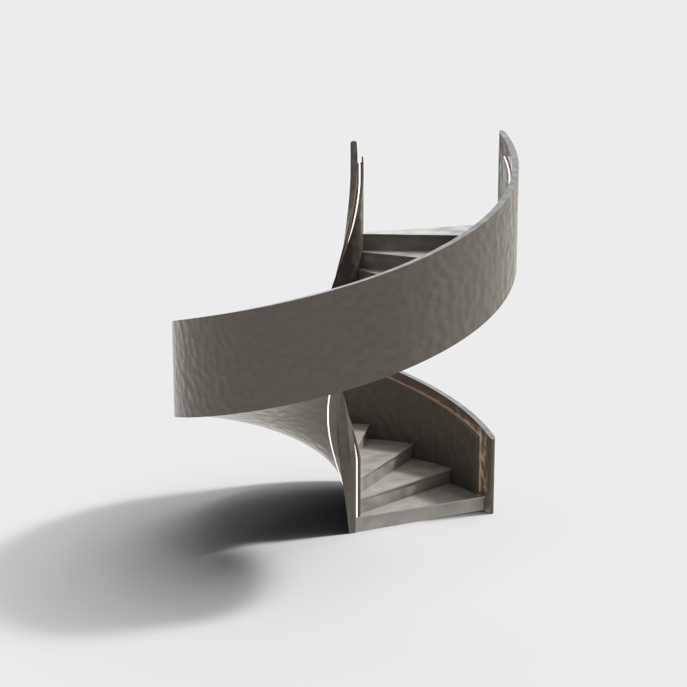 Spiral Staircase 3D Model – Low Poly Metallic Design