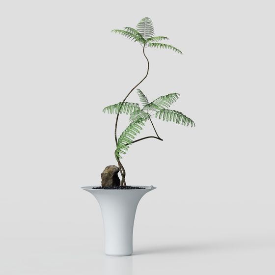 Natural Elegance Potted Plant 3D model for Creative Design