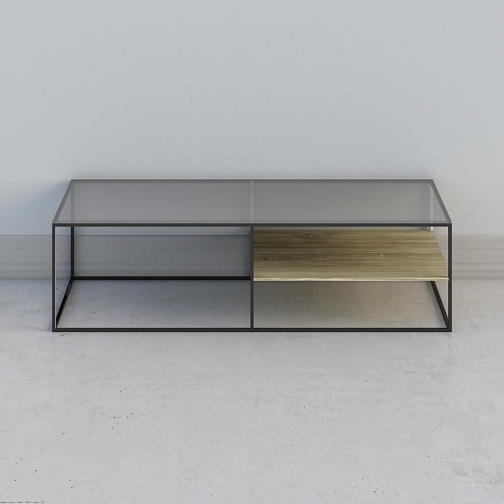 マーブル矩形 + コーヒーテーブルガラス+木