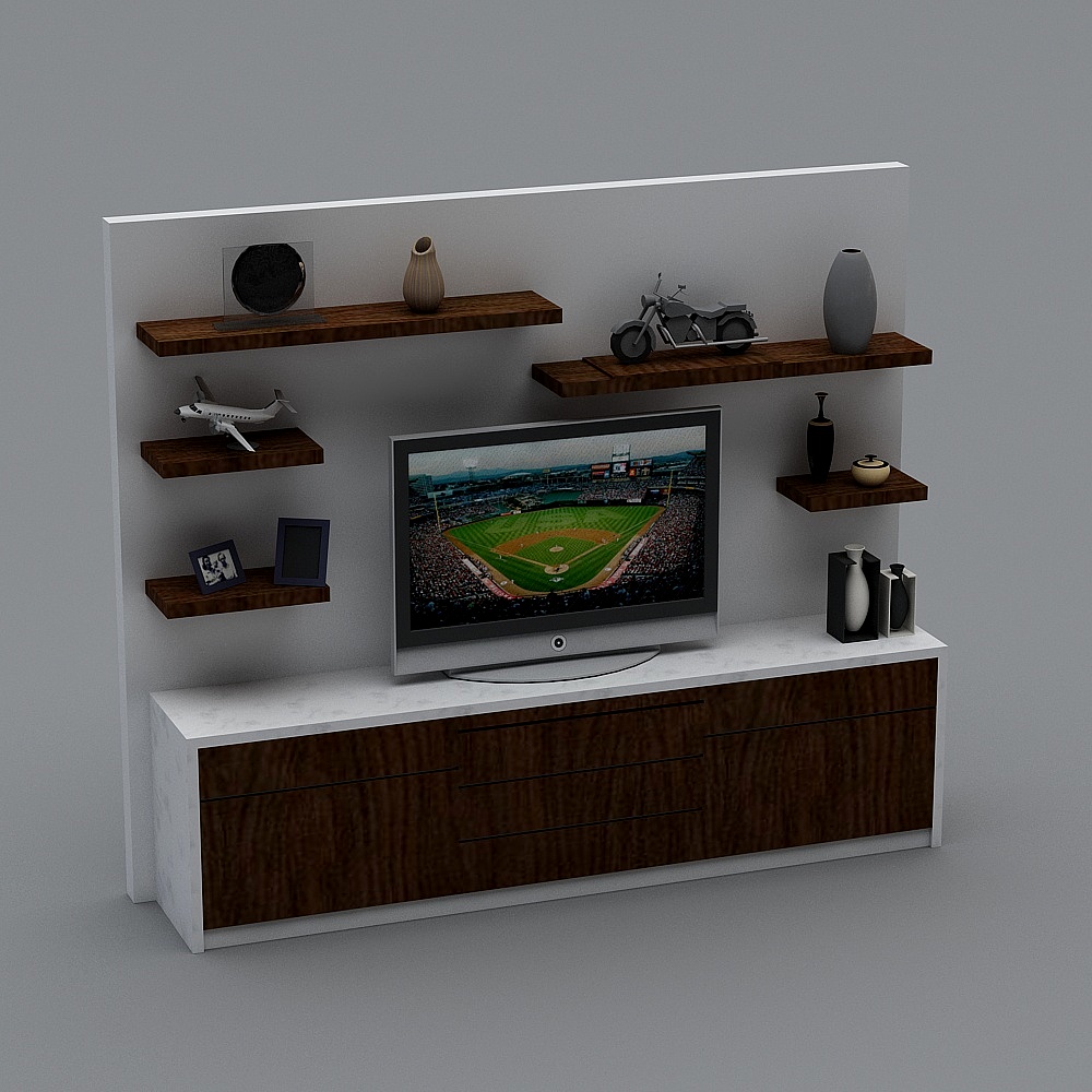 Stylish Low-Polygon TV Cabinet 3D model