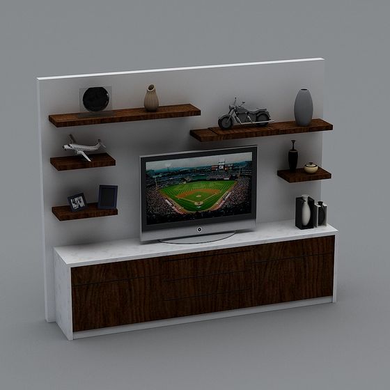 Elegant Low-Polygon TV Cabinet 3D model for Modern Spaces