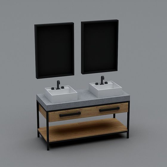 Modern Minimalist Bathroom Vanity 3D model