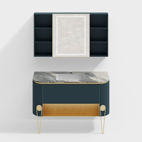 Elegant Green Bathroom Set 3D model