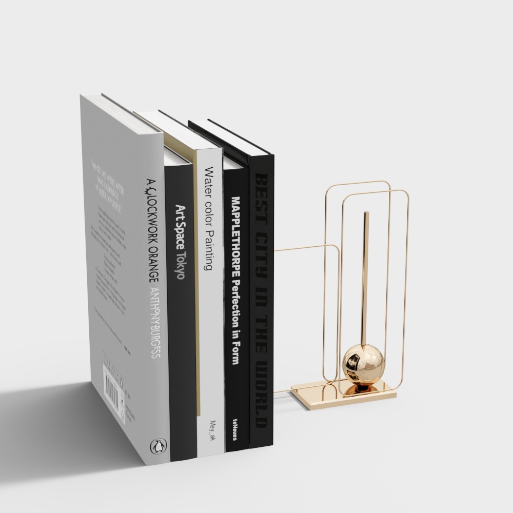 Elegant Bookshelf and Decorative Items 3D model