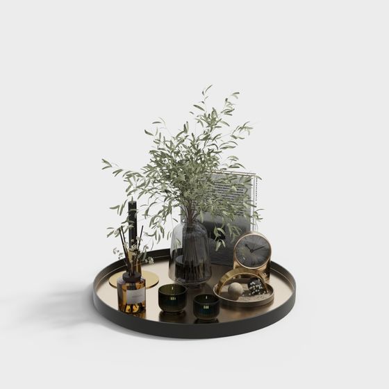 Elegant Coffee Table Arrangement 3D model