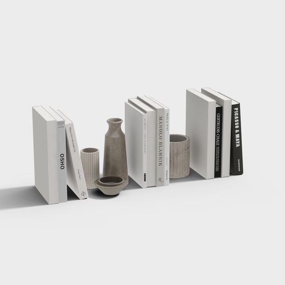 Bookshelf and Decorative Items Collection 3D model