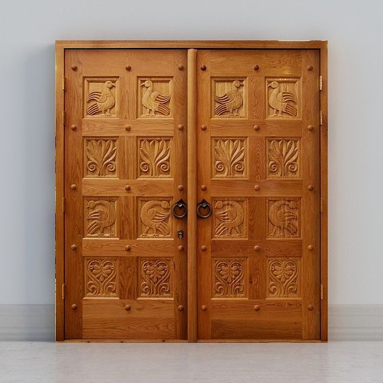 Elegant Ancient Style Double Door 3D model