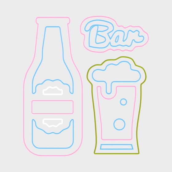 Neon Bar Elements 3D model Collection for Designers