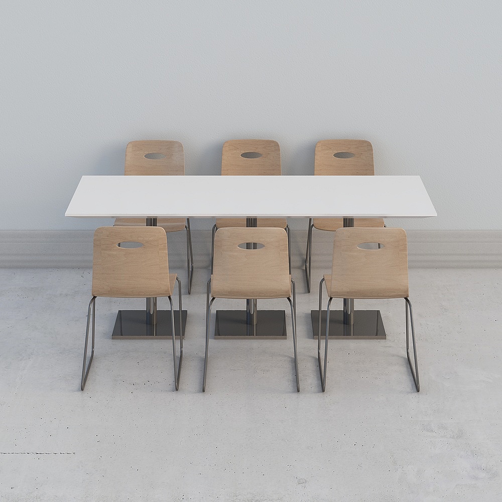 โต๊ะรับประทานอาหารในโรงอาหารสำหรับสามคนสมัยใหม่