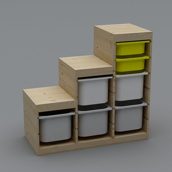 Wooden Storage Shelf 3D model