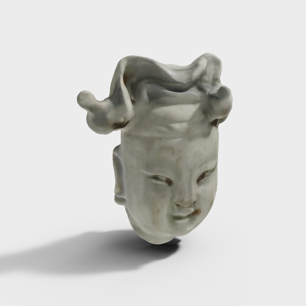 Jingdezhen kiln blue and white glaze figurine head