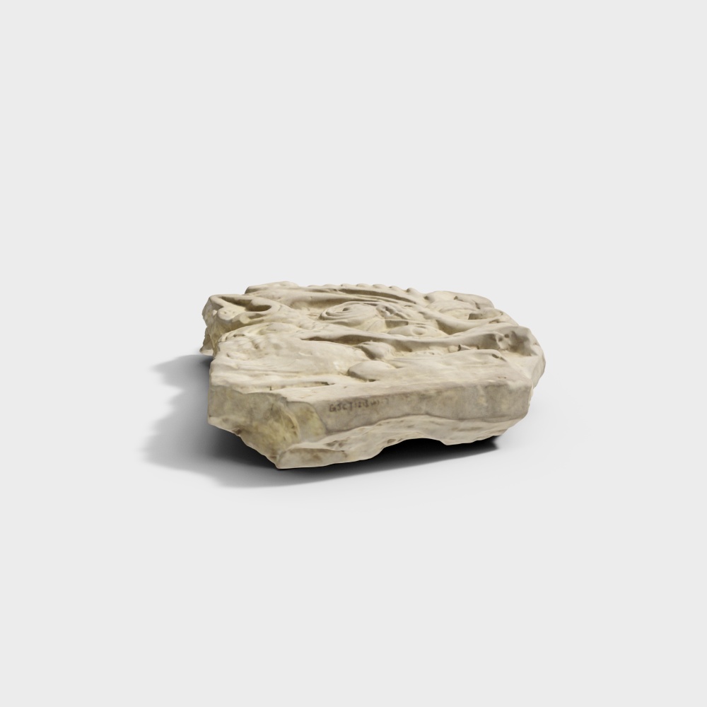 Low Polygon Stone Relief Sculpture 3D model