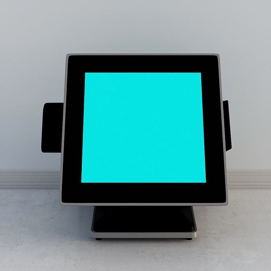 Stylish Low-Poly Cash Register 3D Model – Black and Blue