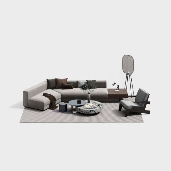 Modern Urban Living Room 3D Model