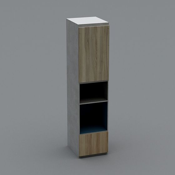 Concrete and Wood Textured Storage Cabinet 3D model