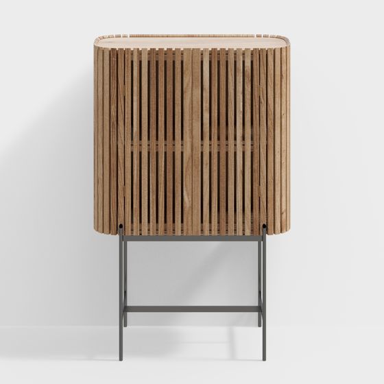 Stylish Wooden Barrier Cabinet 3D model