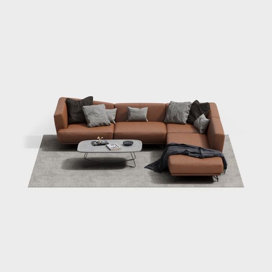 Stylish Low-Polygon Sofa 3D Model for Modern Interiors